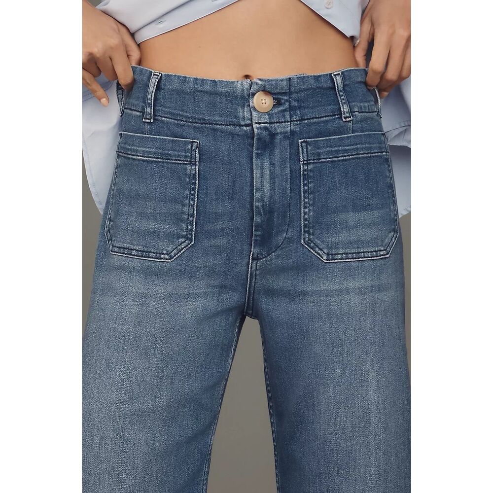 Anthropologie The Colette Denim Cropped Wide-Leg Jeans by Maeve Size 28 - Picture 3 of 9